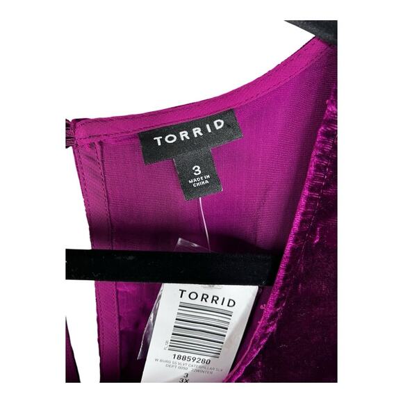 Crushed Velvet Wine Burgundy Short Puff Sleeve Dark Academia Goth Sz 3X NWT - Picture 7 of 13